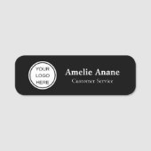 Professioneel Zwart & Wit Zakelijk Logo Personeel Naamplaatje (Voorkant)