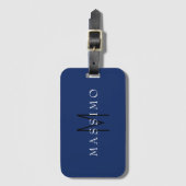 Professioneel Zwarte Monogram Blauwe Uw Naam Bagagelabel (Voorkant (verticaal))