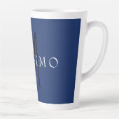 Professioneel Zwarte Monogram Blauwe Uw Naam Latte Mok (Rechts)