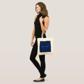 Professioneel Zwarte Monogram Blauwe Uw Naam Tote Bag (Voorkant (model))