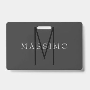 Professioneel Zwarte Monogram Grijs Uw Naam Badge