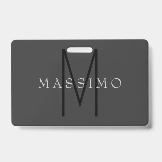 Professioneel Zwarte Monogram Grijs Uw Naam Badge (Voorzijde)