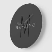 Professioneel Zwarte Monogram Grijs Uw Naam Grote Klok (Hoek)