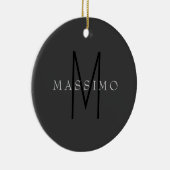 Professioneel Zwarte Monogram Grijs Uw Naam Keramisch Ornament (Rechts)