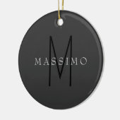 Professioneel Zwarte Monogram Grijs Uw Naam Keramisch Ornament (Links)