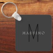 Professioneel Zwarte Monogram Grijs Uw Naam Sleutelhanger (Voorkant)