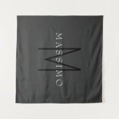 Professioneel Zwarte Monogram Grijs Uw Naam Wandkleed (Voorkant (horizontaal))