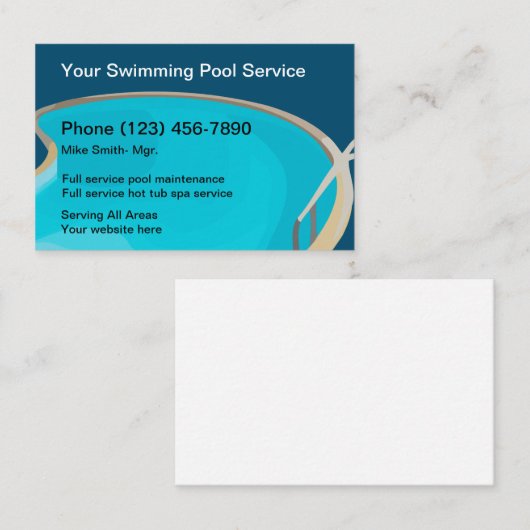 Professioneel zwembad en spa service visitekaartje (Voorkant / Achterkant)