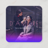 Professionele 2 foto's Roze en Paars Abstract Vierkante Visitekaartje (Voorkant)