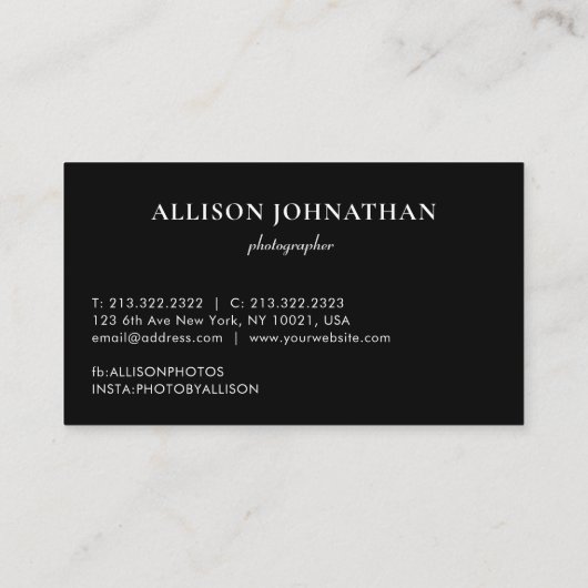 Professionele 3 fotoscriptfotografie visitekaartje (Achterkant)