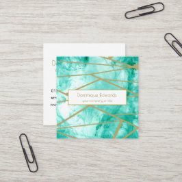 Professionele aangepaste Aqua Blue-Waterverf Vierkante Visitekaartje