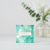 Professionele aangepaste Aqua Blue-Waterverf Vierkante Visitekaartje (Staand voorkant)