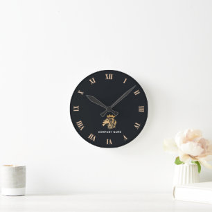 Professionele Aangepaste Elegante Leeuw Logo Ronde Klok