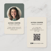 Professionele Aangepaste Foto QR Code Groen Profie Visitekaartje (Voorkant / Achterkant)