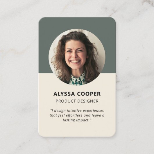 Professionele Aangepaste Foto QR Code Groen Profie Visitekaartje (Voorkant)