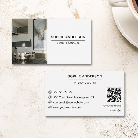Professionele Aangepaste Foto QR Designer Wit Visitekaartje