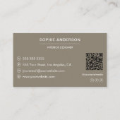 Professionele Aangepaste Foto QR Ontwerper Taupe Visitekaartje (Achterkant)