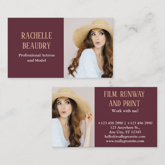 Professionele aangepaste foto rode Bourgogne Visitekaartje (Voorkant / Achterkant)