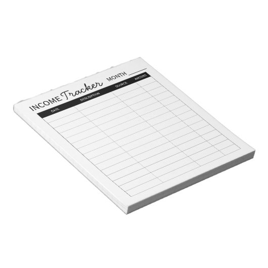Professionele aangepaste inkomstentracker voor bed notitieblok (Schuin)