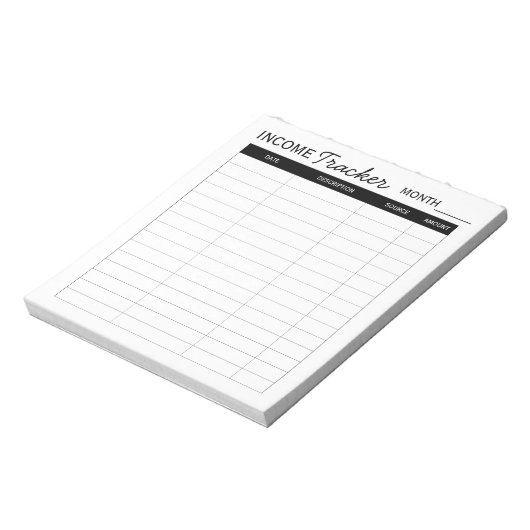 Professionele aangepaste inkomstentracker voor bed notitieblok (Linkerzijde)