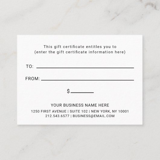 Professionele aangepaste Logo | Eenvoudig cadeaubo Kortingskaartje (Achterkant)