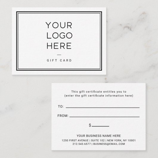 Professionele aangepaste Logo | Eenvoudig cadeaubo Kortingskaartje (Voorkant / Achterkant)