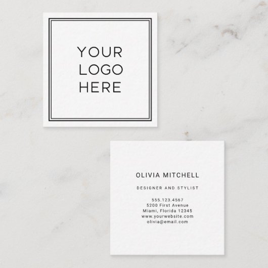 Professionele aangepaste Logo | Eenvoudig en minim Vierkante Visitekaartje (Voorkant / Achterkant)