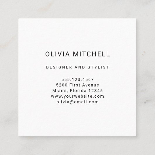 Professionele aangepaste Logo | Eenvoudig en minim Vierkante Visitekaartje (Achterkant)