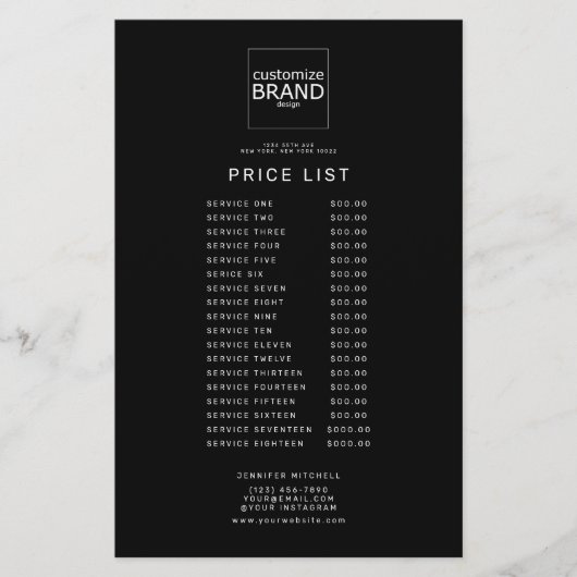 Professionele Aangepaste Logo Zwarte Prijs Service Flyer (Voorkant)