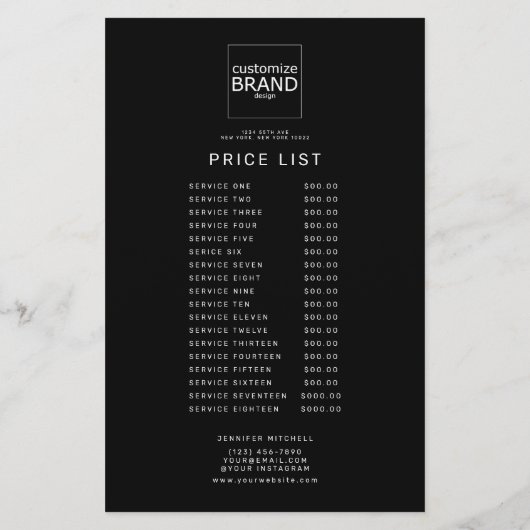 Professionele Aangepaste Logo Zwarte Prijs Service Flyer (Achterkant)