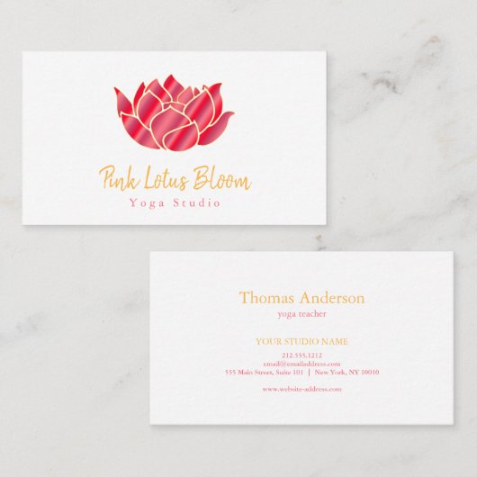 Professionele aangepaste Lotus Logo Yoga Studio Visitekaartje (Voorkant / Achterkant)