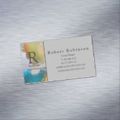 Professionele aangepaste marmer groen licht grijs  magnetisch visitekaartje (Voorbeeld)