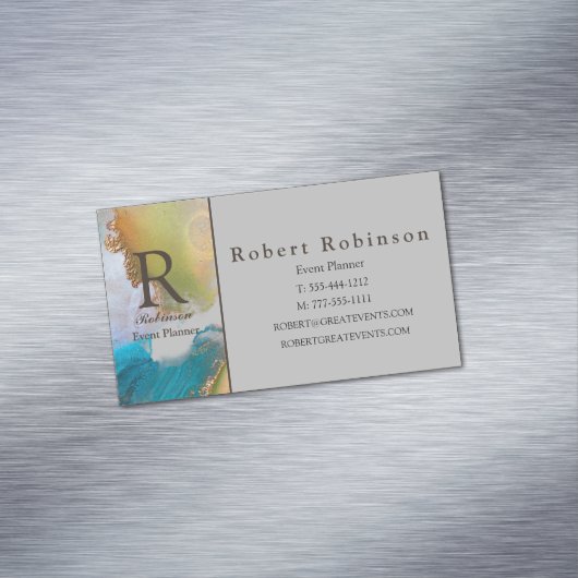 Professionele aangepaste marmer groen licht grijs  magnetisch visitekaartje (Voorbeeld)