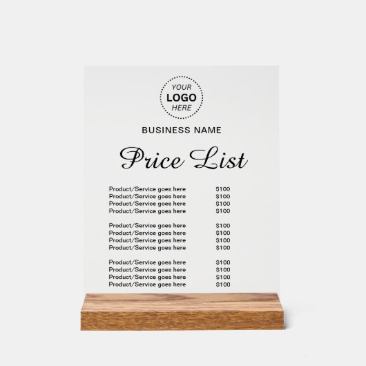 Professionele Aangepaste Naam Logo Diensten Prijsl Acryl Bord (Voorkant)