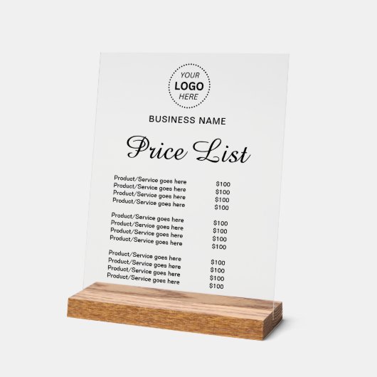 Professionele Aangepaste Naam Logo Diensten Prijsl Acryl Bord (Hoek)