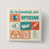 Professionele Aangepaste Opticien Iconisch Ontwerp Vierkante Button 5,1 Cm (Voorkant)