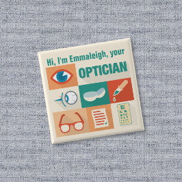 Professionele Aangepaste Opticien Iconisch Ontwerp Vierkante Button 5,1 Cm