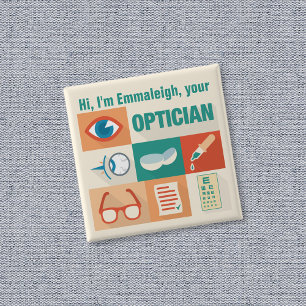Professionele Aangepaste Opticien Iconisch Ontwerp Vierkante Button 5,1 Cm