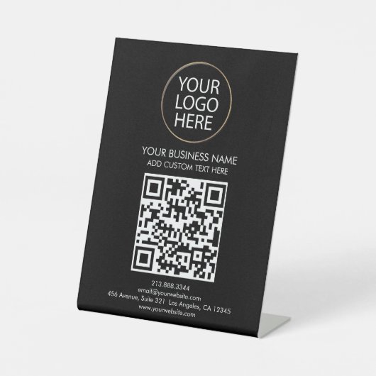 Professionele aangepaste QR-code Business Logo Tex Reclamebord Met Voetstuk (Voorkant)