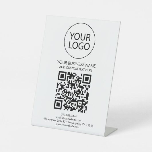 Professionele aangepaste QR-code Business Logo Tex Reclamebord Met Voetstuk (Voorkant)