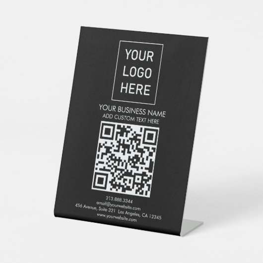 Professionele aangepaste QR-code Business Logo Tex Reclamebord Met Voetstuk (Voorkant)