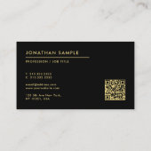 Professionele Aangepaste QR-code Elegant Zwart & G Visitekaartje (Achterkant)