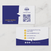 Professionele aangepaste QRCode Foto Blauw Geel Visitekaartje (Voorkant / Achterkant)