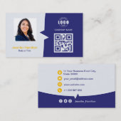 Professionele aangepaste QRCode Foto Blauw Geel Visitekaartje (Voorkant / Achterkant)