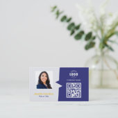 Professionele aangepaste QRCode Foto Blauw Geel Visitekaartje (Staand voorkant)