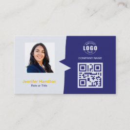 Professionele aangepaste QRCode Foto Blauw Geel Visitekaartje
