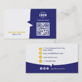 Professionele aangepaste QRCode Foto Blauw Geel Visitekaartje (Voorkant / Achterkant)
