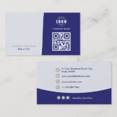 Professionele aangepaste QRCode-foto Blauw grijs Visitekaartje (Voorkant / Achterkant)