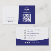 Professionele aangepaste QRCode-foto Blauw grijs Visitekaartje (Voorkant / Achterkant)