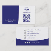 Professionele aangepaste QRCode-foto Blauw grijs Visitekaartje (Voorkant / Achterkant)